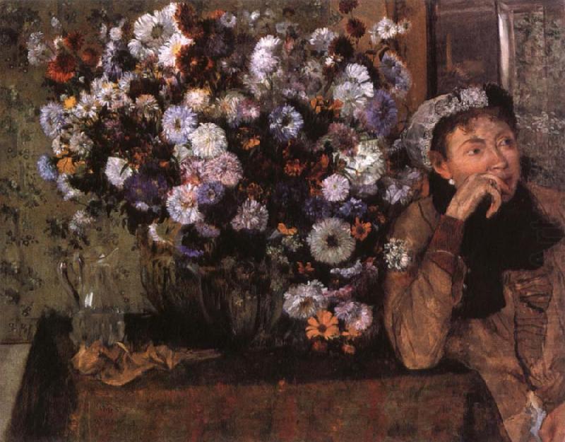 Edgar Degas A Woman seated beside a vase of flowers china oil painting image
